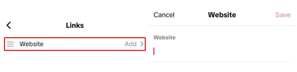 Adding website link to TikTok