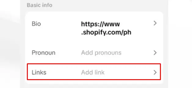 Going to add links in basic info