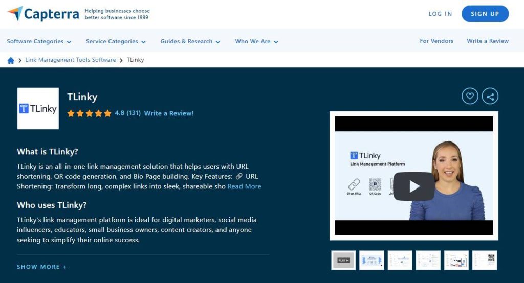 TLinky Link Management Platform Capterra