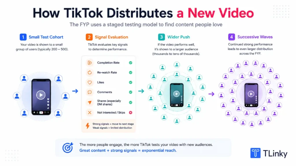 How TikTok distributes a new video