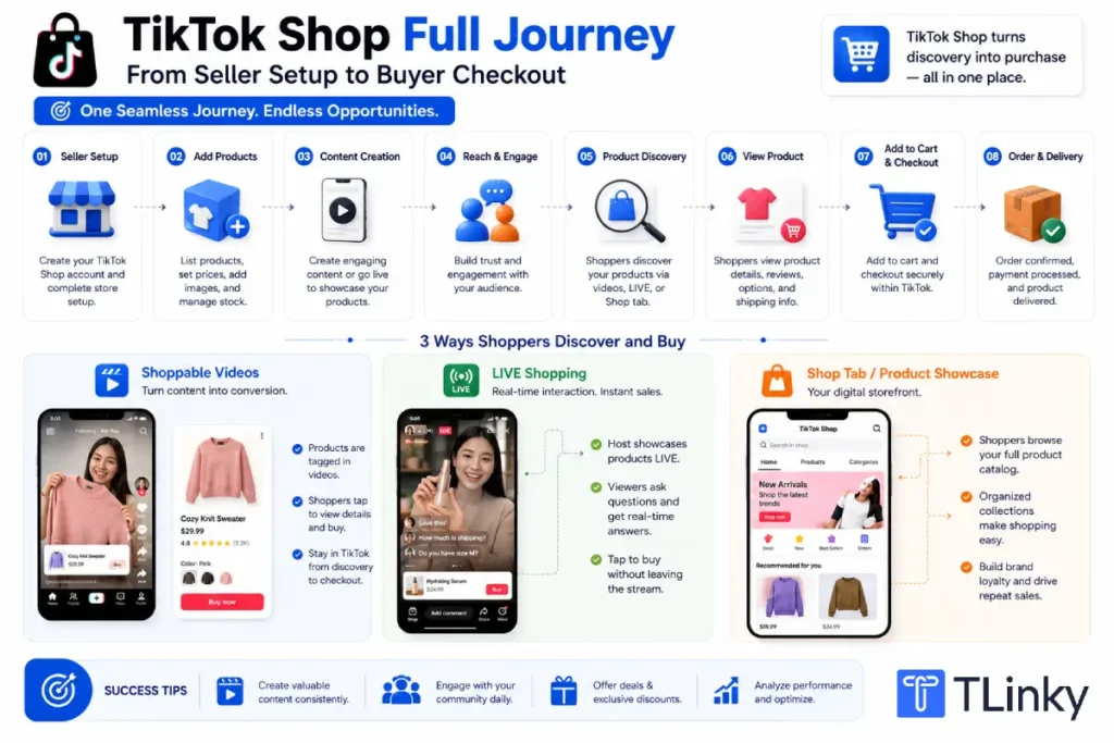 TikTok Shop full journey from seller setup to buyer checkout