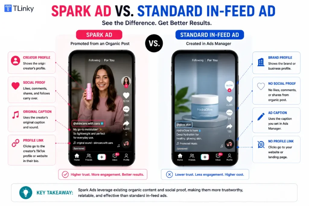 Spark Ads vs. standard in-feed ads
