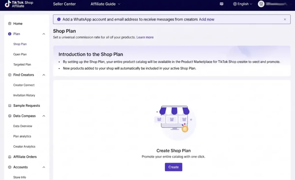 TikTok Shop affiliate dashboard