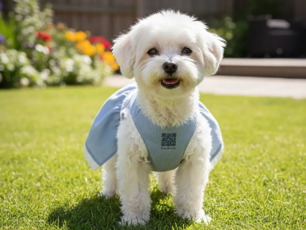 Dog dress tag with QR Code for pet info and owner contact
