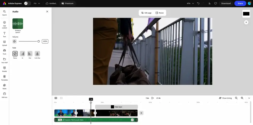 Adobe Express editor