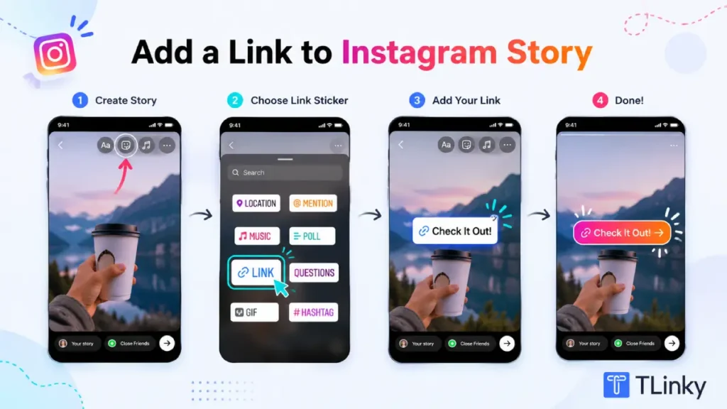Instagram Story screen showing a customized sticker label