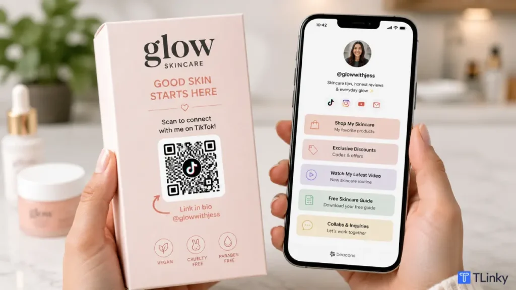 Product packaging showing a printed QR code