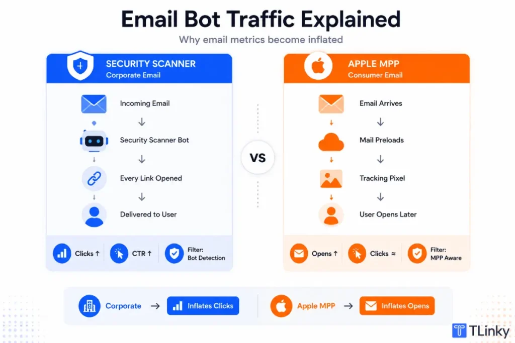 Security scanner bot behavior vs Apple MPP behavior