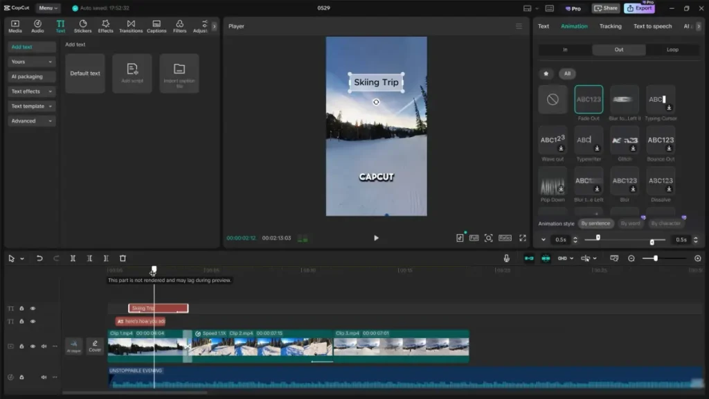 CapCut's editing interface