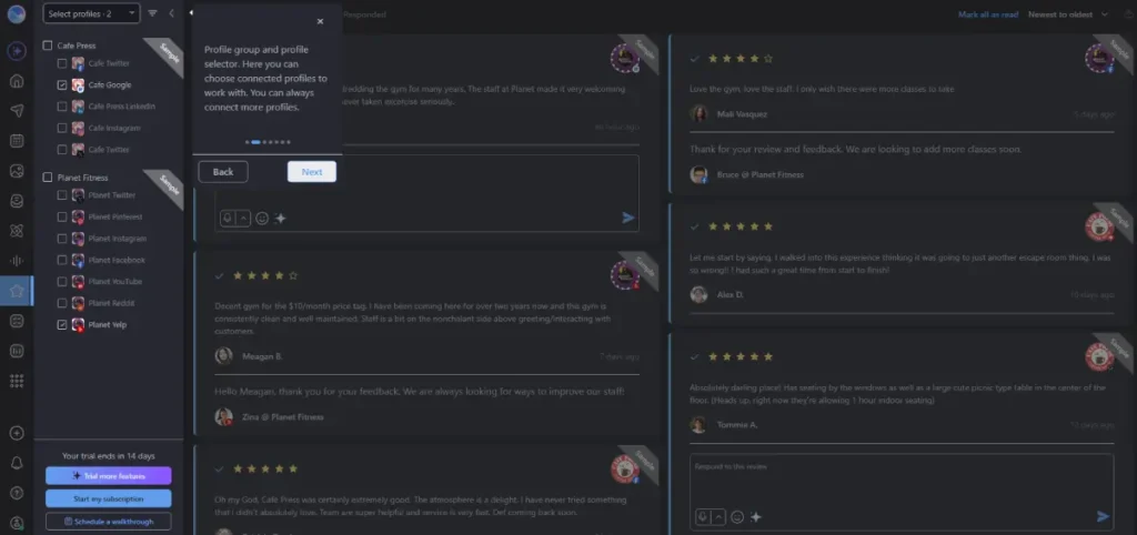 Managing review sites