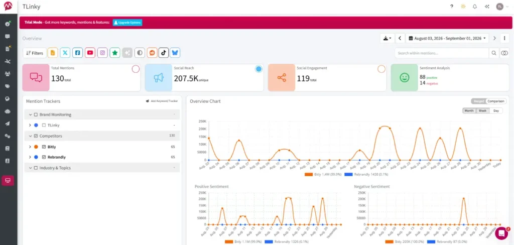 Mentionlytics dashboard