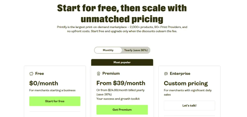 Printify Pricing