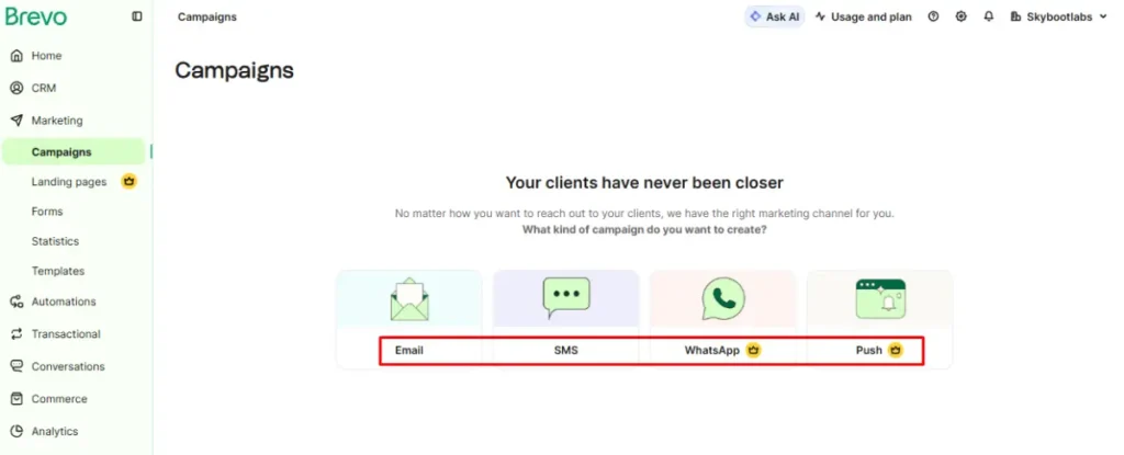 Sending email and SMS from one dashboard