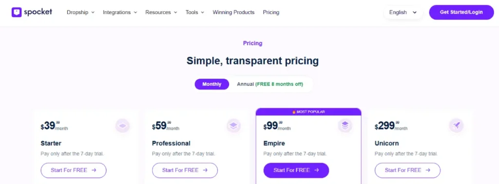 Spocket Pricing