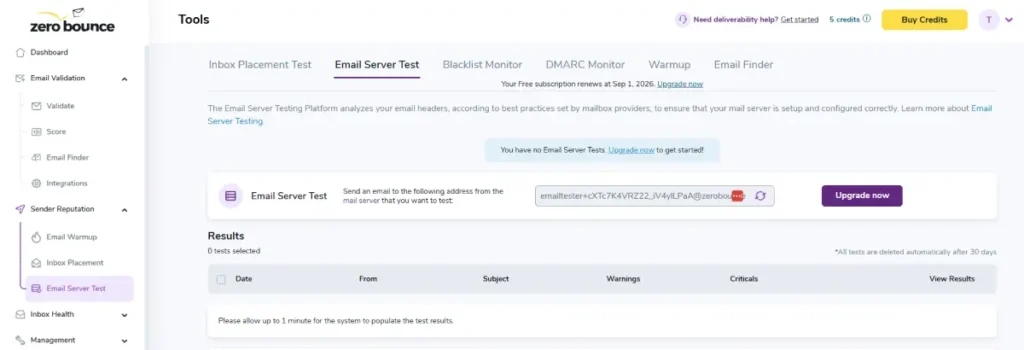 ZeroBounce Email Server Test