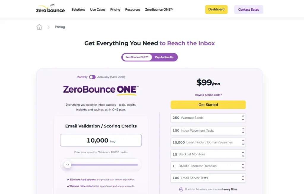 ZeroBounce pricing