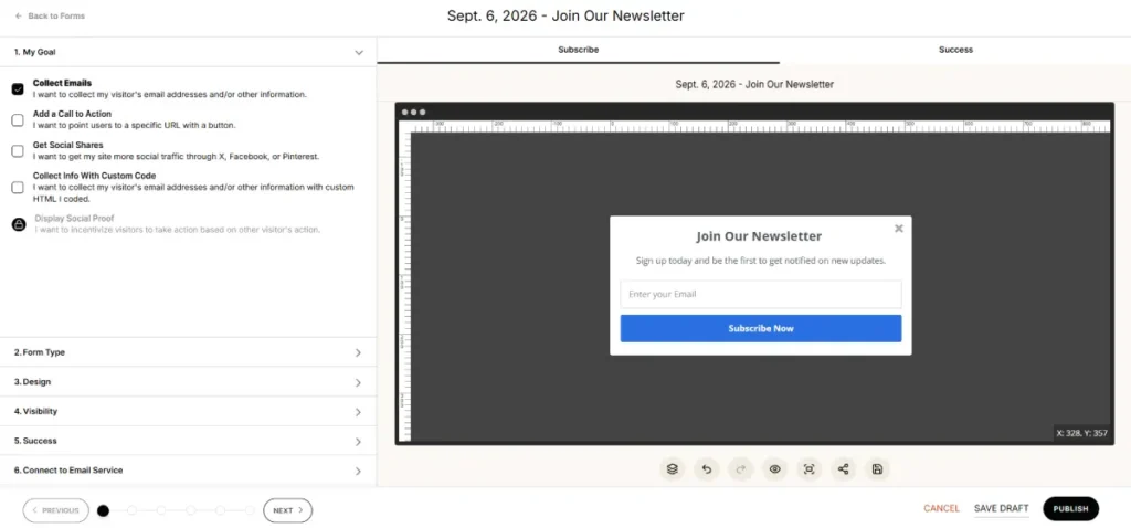 BDOW dashboard collecting emails