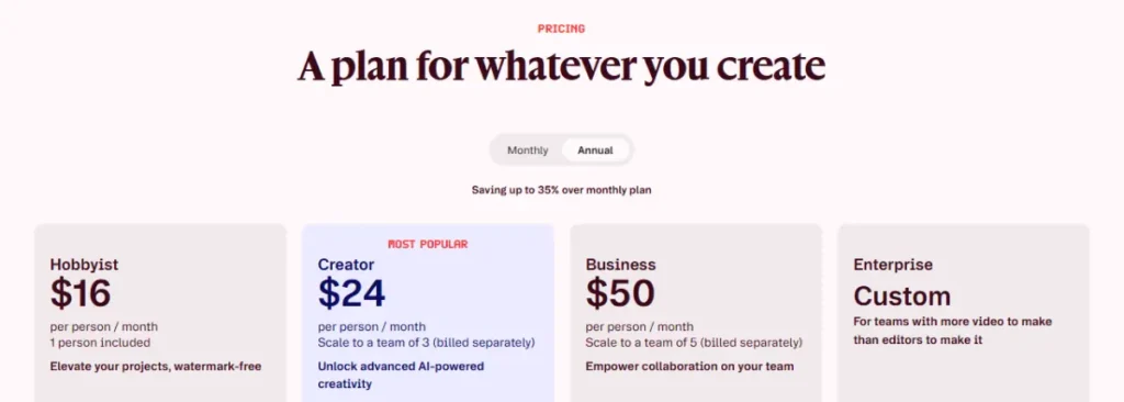 Descript Pricing