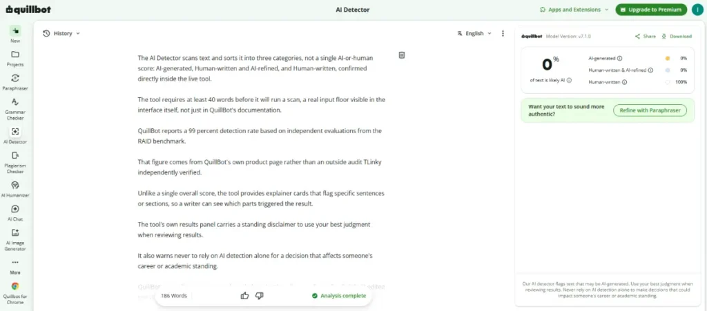 QuillBot AI detector
