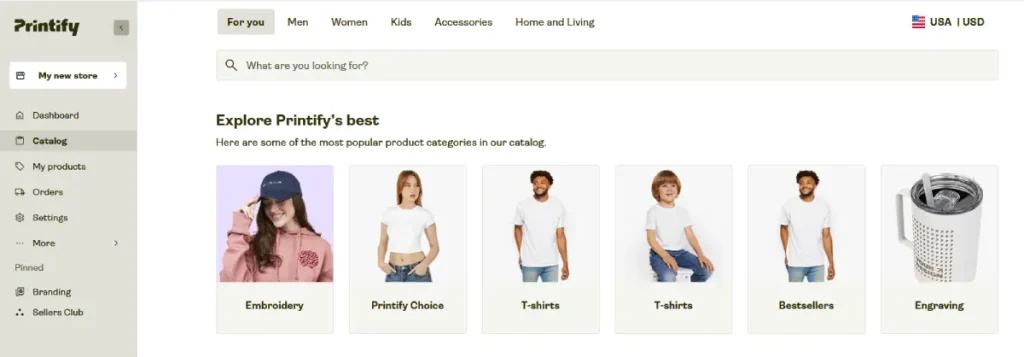 The catalog itself opens into browsable categories